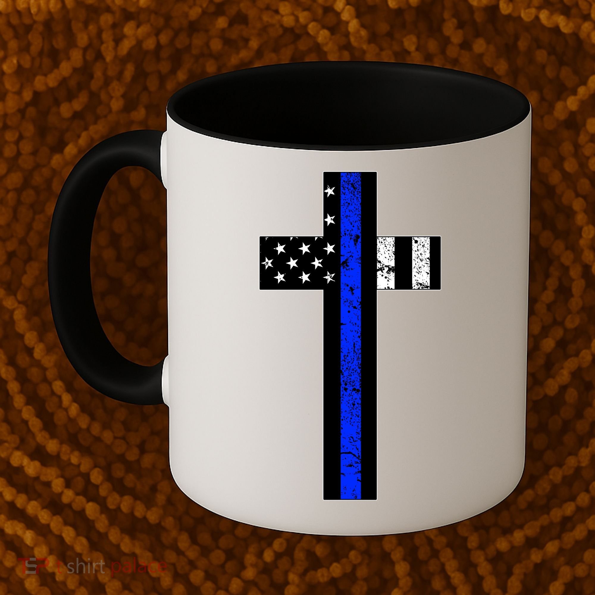 Thin Blue Line Cross Police Coffee Mug