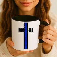Thin Blue Line Cross Police Coffee Mug thumb 3