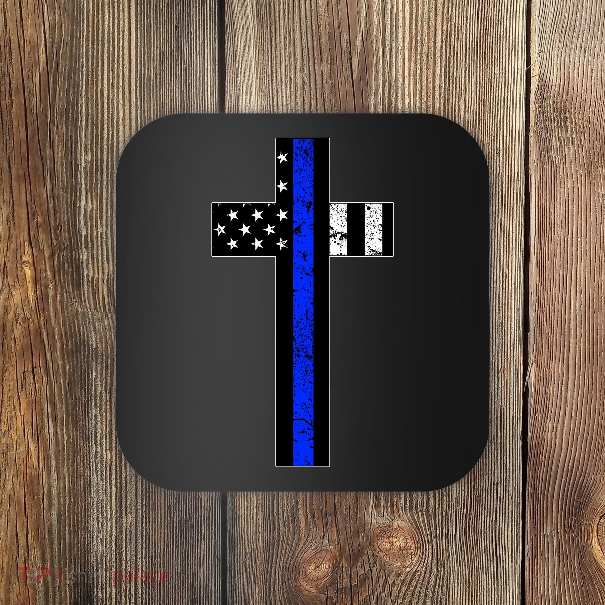 Thin Blue Line Cross Police Coaster