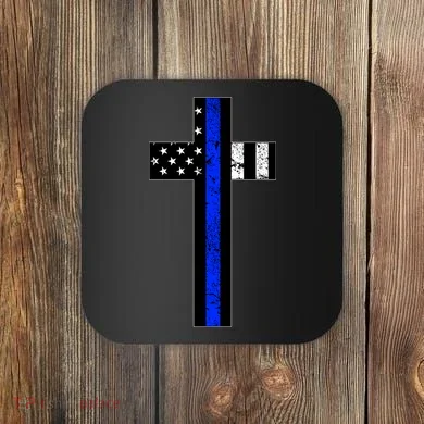 Thin Blue Line Cross Police Coaster