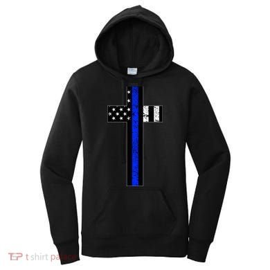 Thin Blue Line Cross Police Women's Hoodie
