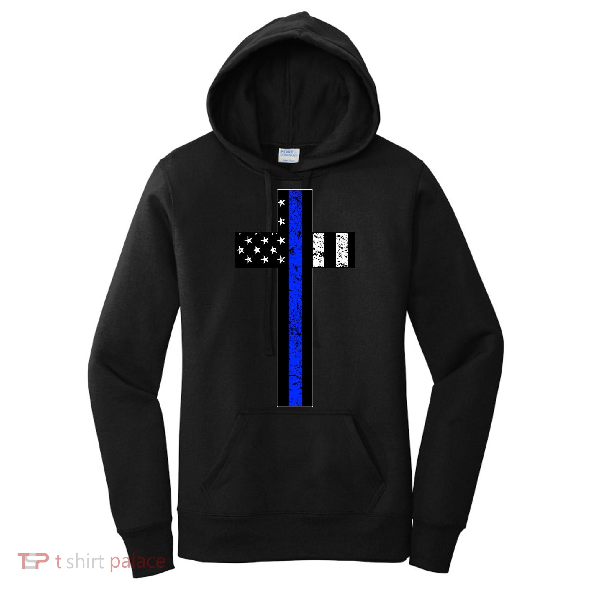 Thin Blue Line Cross Police Women's Hoodie