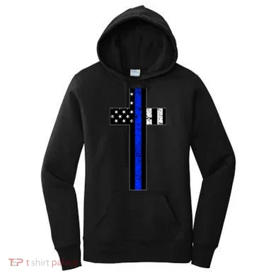 Thin Blue Line Cross Police Women's Hoodie