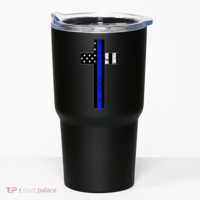 Thin Blue Line Cross Police Tumbler