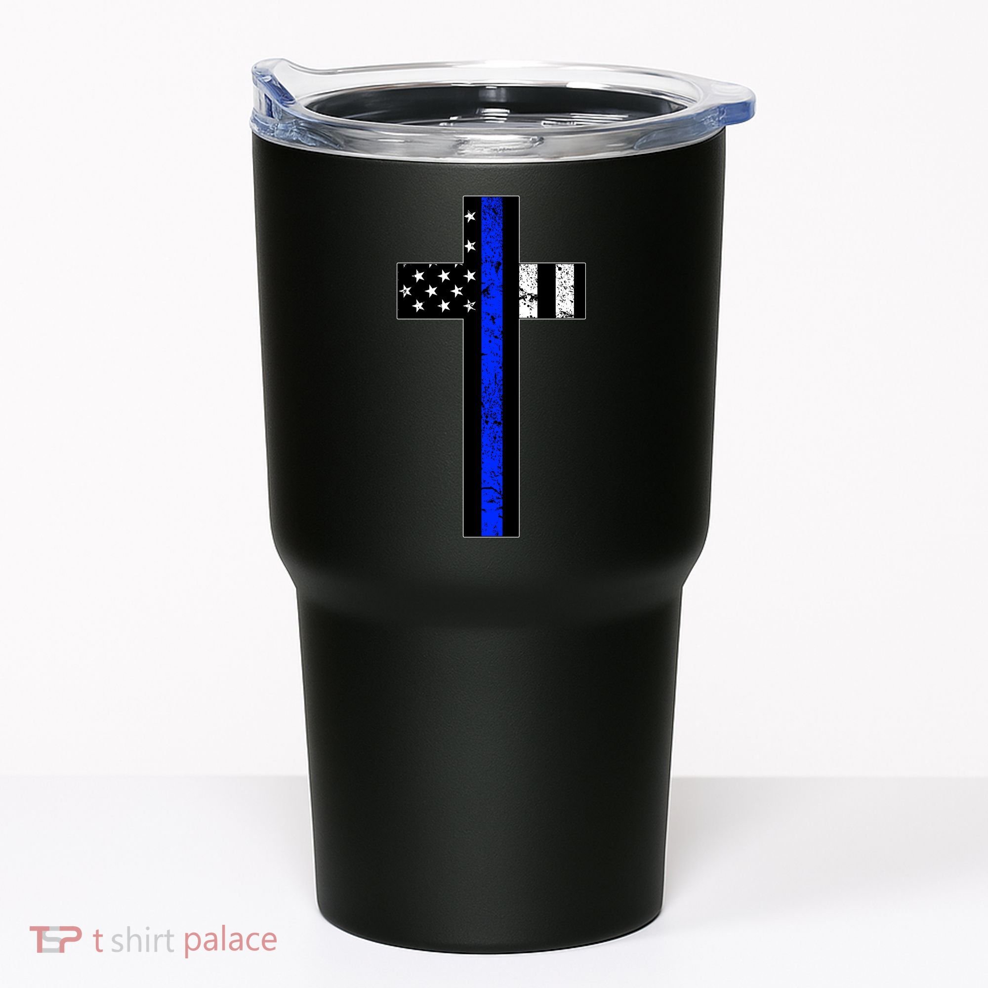 Thin Blue Line Cross Police Tumbler