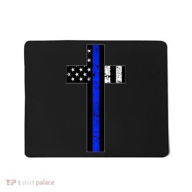 Thin Blue Line Cross Police Mousepad