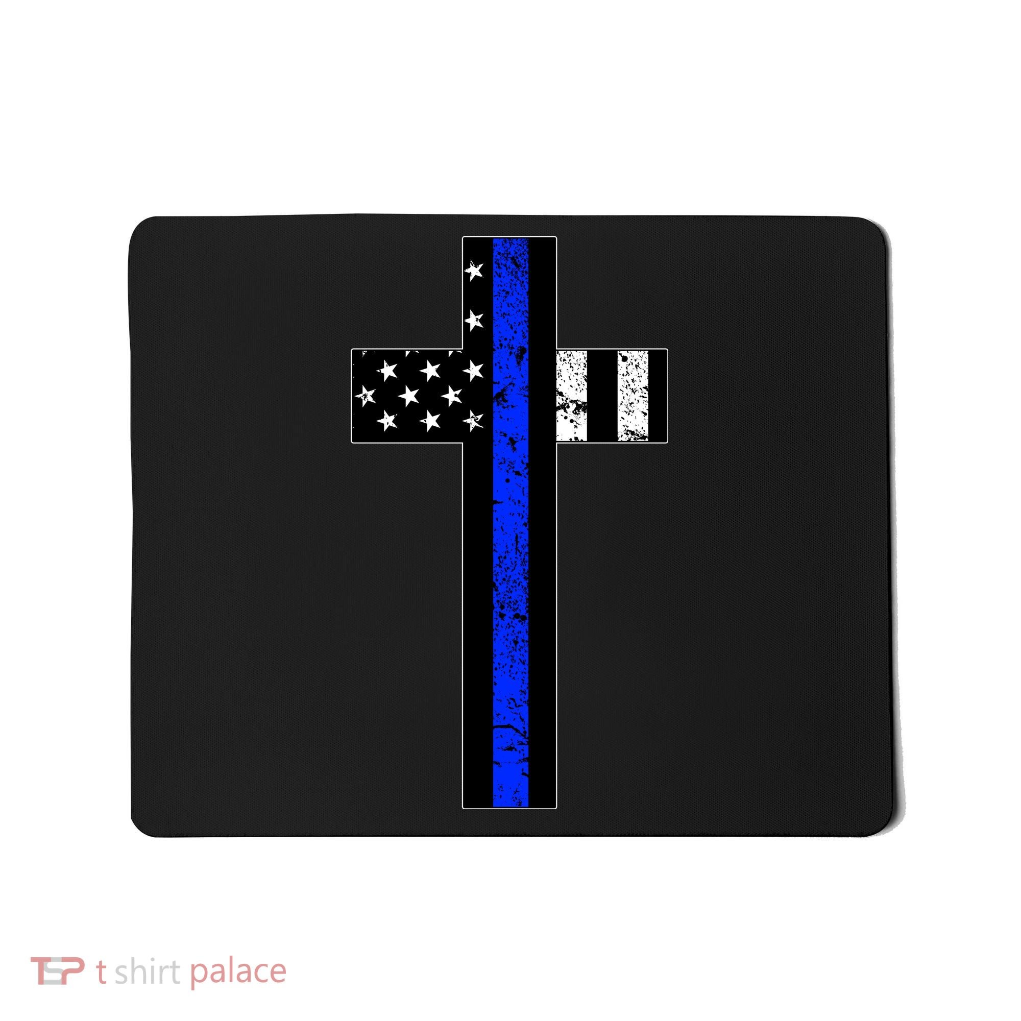 Thin Blue Line Cross Police Mousepad