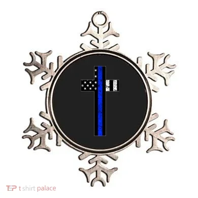 Thin Blue Line Cross Police Ornament
