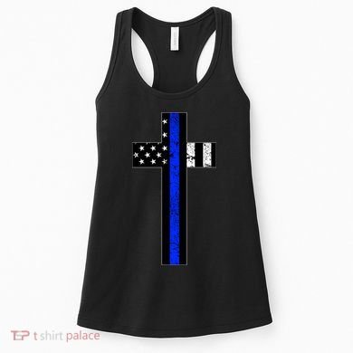 Thin Blue Line Cross Police Women's Tank Top