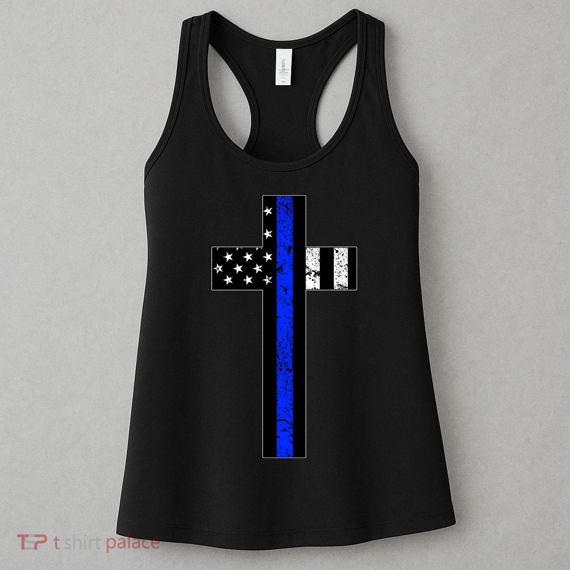 Thin Blue Line Cross Police Women's Tank Top