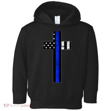Thin Blue Line Cross Police Toddler Hoodie