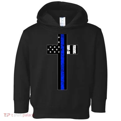 Thin Blue Line Cross Police Toddler Hoodie