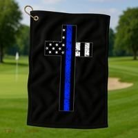 Thin Blue Line Cross Police Golf Towel thumb 1