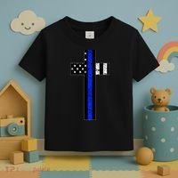 Thin Blue Line Cross Police Toddler T-Shirt thumb 3