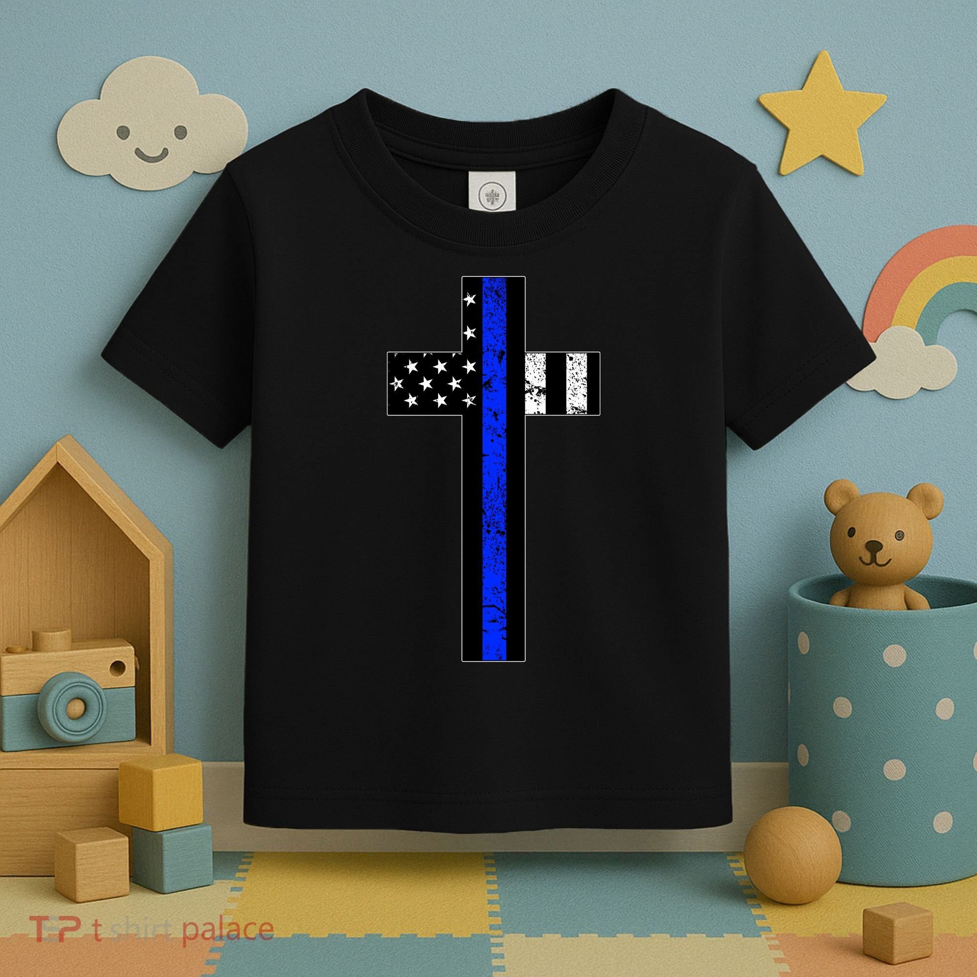 Thin Blue Line Cross Police Toddler T-Shirt