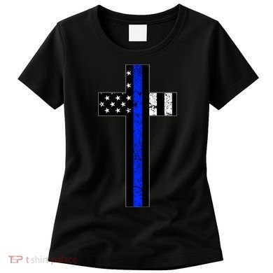 Thin Blue Line Cross Police Women's T-Shirt
