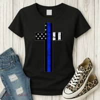 Thin Blue Line Cross Police Women's T-Shirt thumb 3