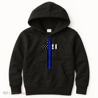 Thin Blue Line Cross Police Kids Hoodie thumb 0