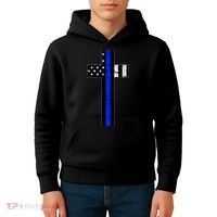 Thin Blue Line Cross Police Kids Hoodie thumb 4