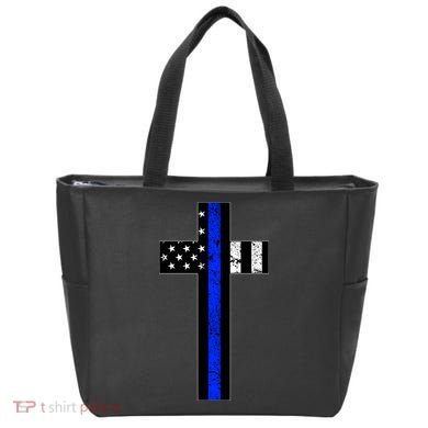Thin Blue Line Cross Police Tote Bag