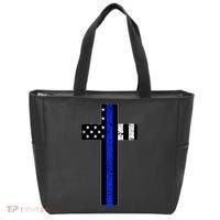 Thin Blue Line Cross Police Tote Bag thumb 0