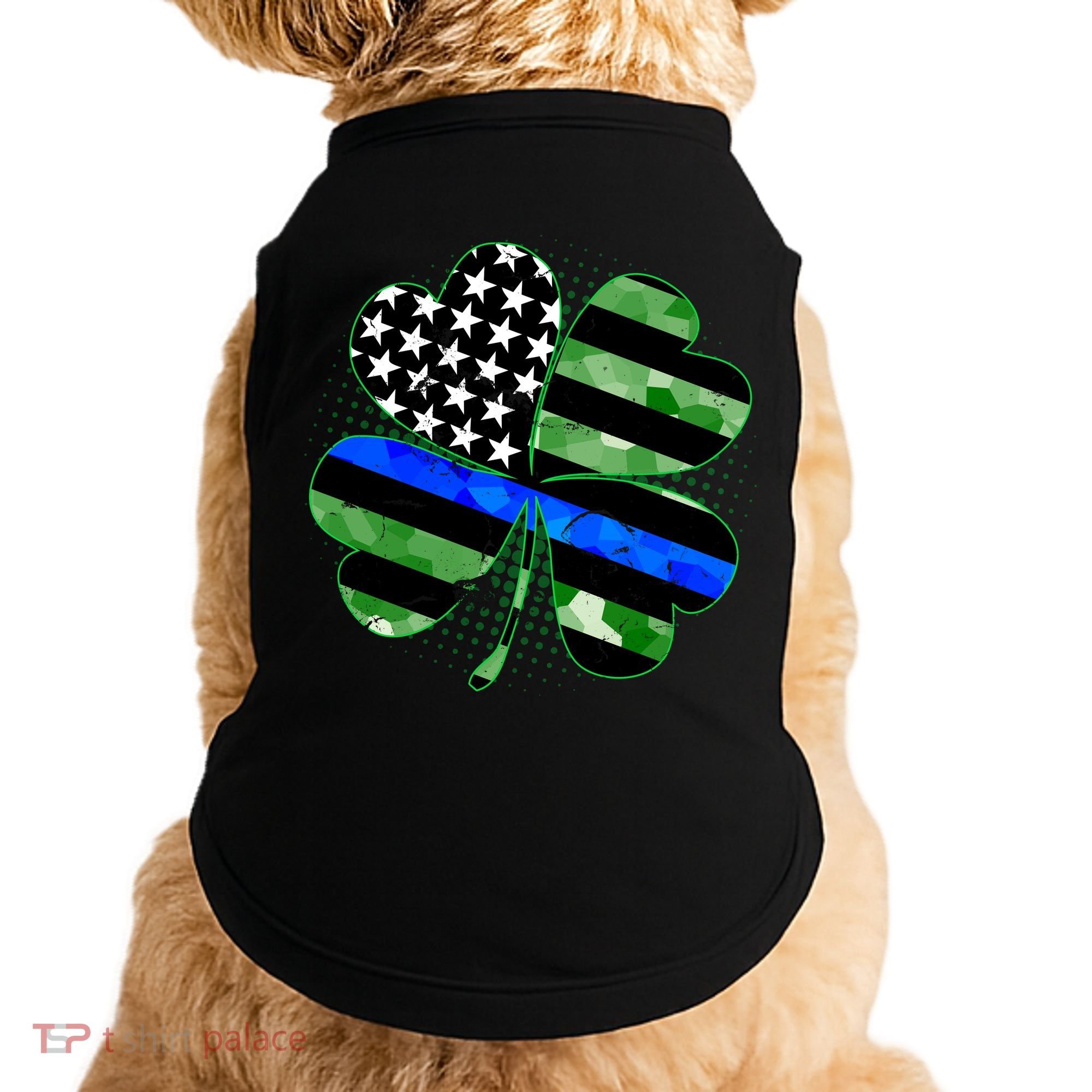 Thin Blue Line St Patrick's Day Irish Clover Doggie Tank