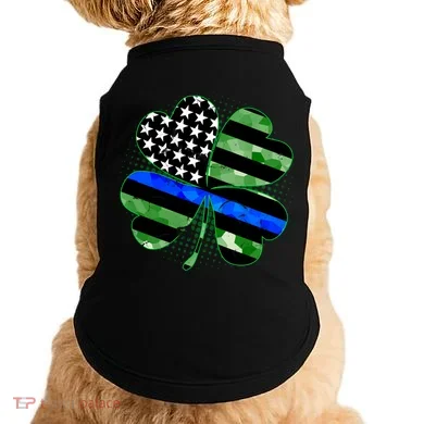 Thin Blue Line St Patrick's Day Irish Clover Doggie Tank