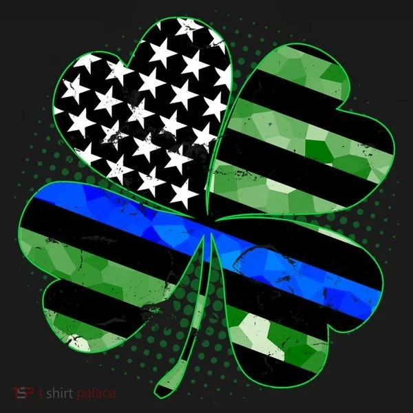 Thin Blue Line St Patrick's Day Irish Clover Doggie Tank