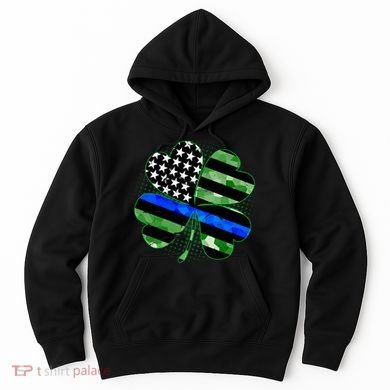 Thin Blue Line St Patrick's Day Irish Clover Hoodie