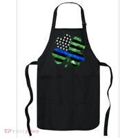 Thin Blue Line St Patrick's Day Irish Clover Apron thumb 0