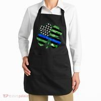 Thin Blue Line St Patrick's Day Irish Clover Apron thumb 2