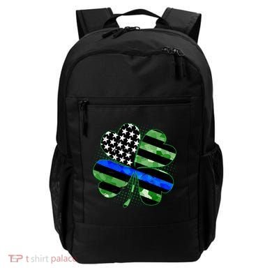 Thin Blue Line St Patrick's Day Irish Clover Backpack