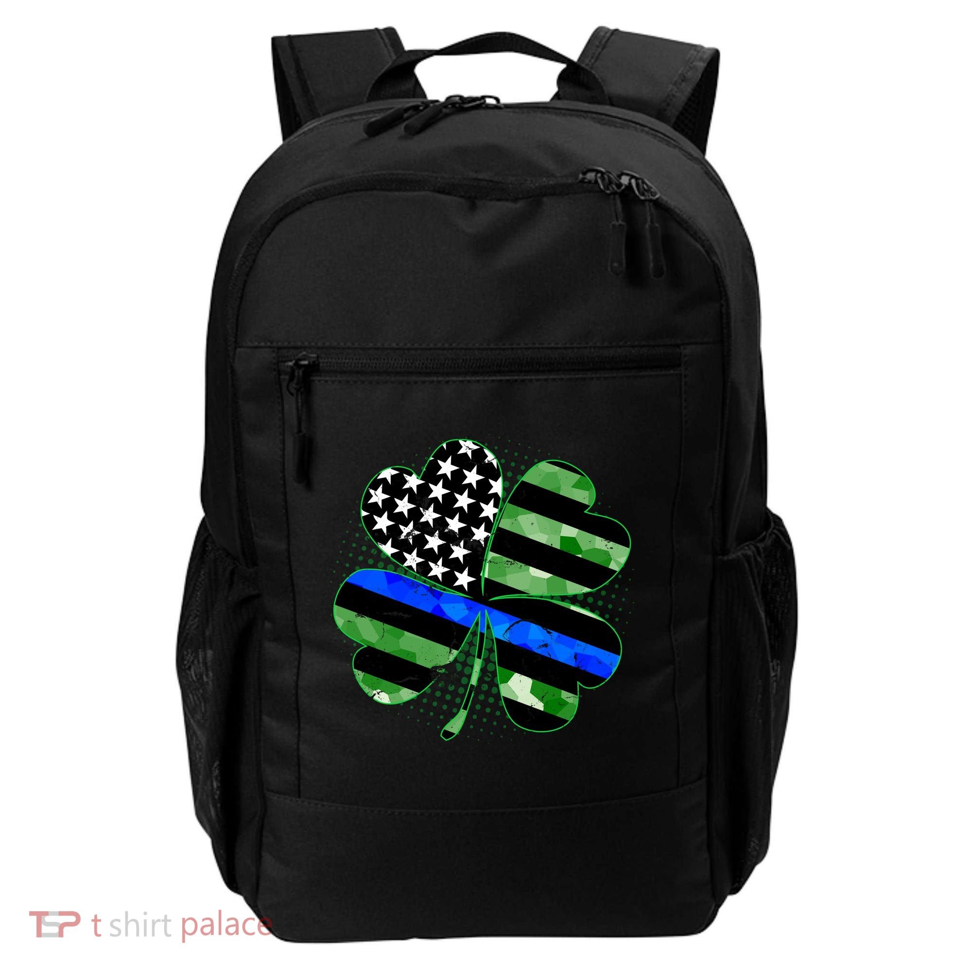 Thin Blue Line St Patrick's Day Irish Clover Backpack
