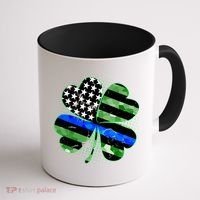 Thin Blue Line St Patrick's Day Irish Clover Coffee Mug thumb 1