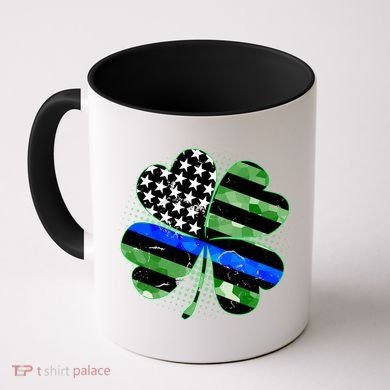 Thin Blue Line St Patrick's Day Irish Clover Coffee Mug