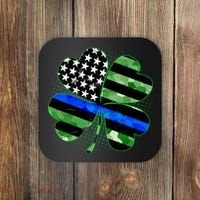 Thin Blue Line St Patrick's Day Irish Clover Coaster thumb 0