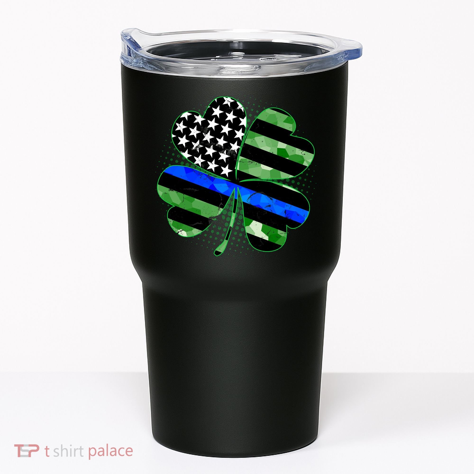 Thin Blue Line St Patrick's Day Irish Clover Tumbler
