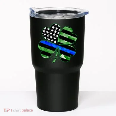 Thin Blue Line St Patrick's Day Irish Clover Tumbler