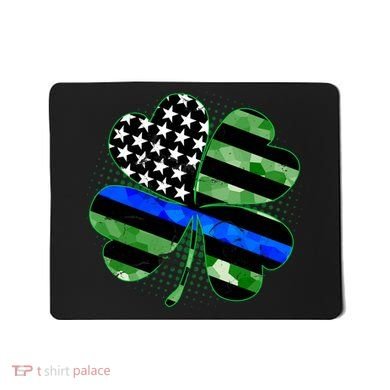 Thin Blue Line St Patrick's Day Irish Clover Mousepad