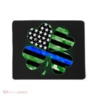 Thin Blue Line St Patrick's Day Irish Clover Mousepad thumb 0