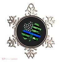 Thin Blue Line St Patrick's Day Irish Clover Ornament thumb 0