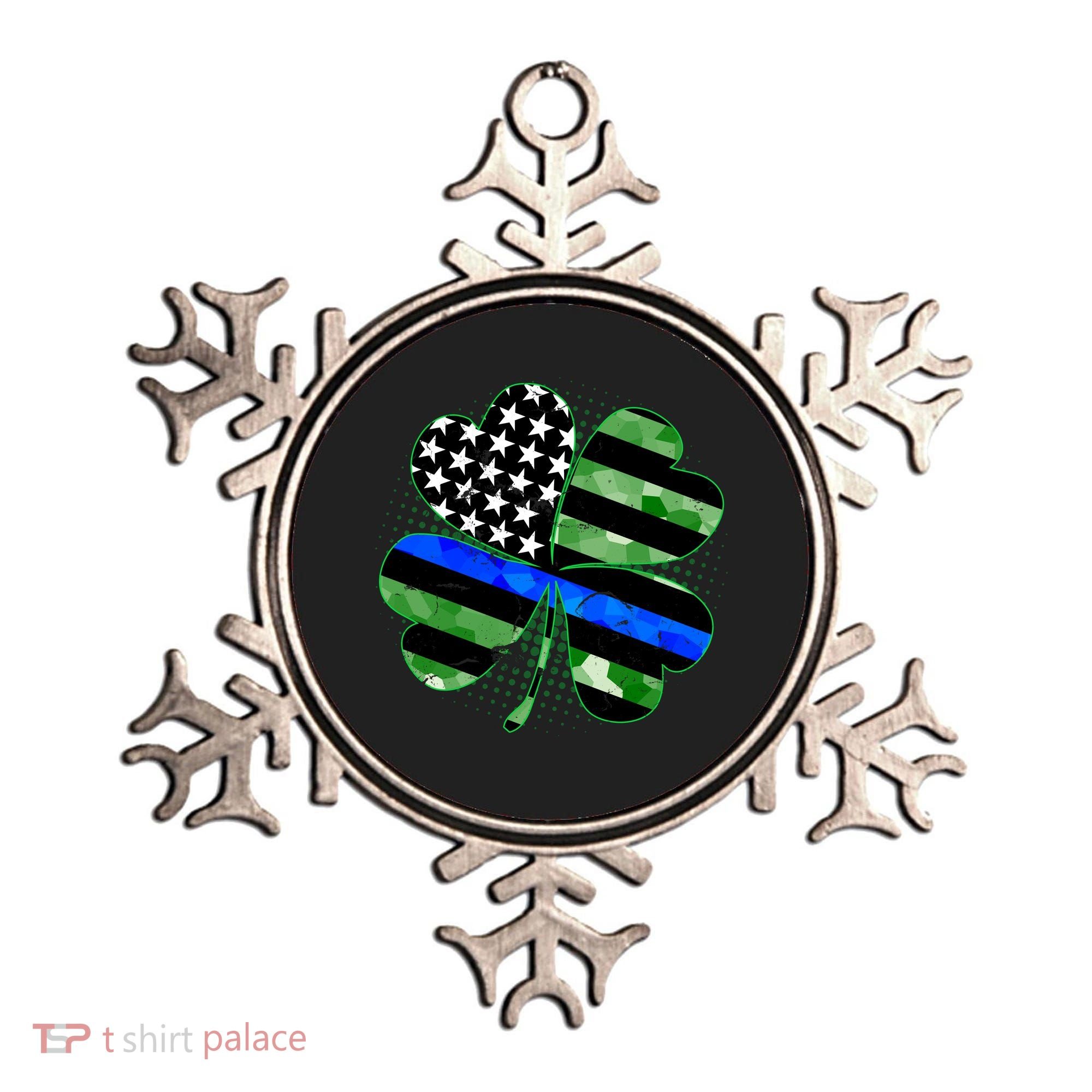 Thin Blue Line St Patrick's Day Irish Clover Ornament