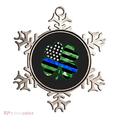 Thin Blue Line St Patrick's Day Irish Clover Ornament