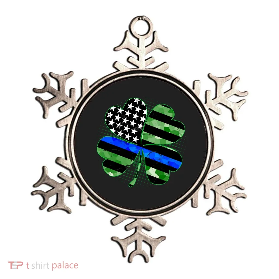 Thin Blue Line St Patrick's Day Irish Clover Ornament