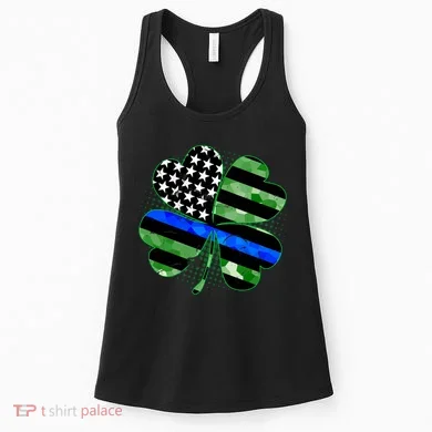 Thin Blue Line St Patrick's Day Irish Clover Women's Tank Top