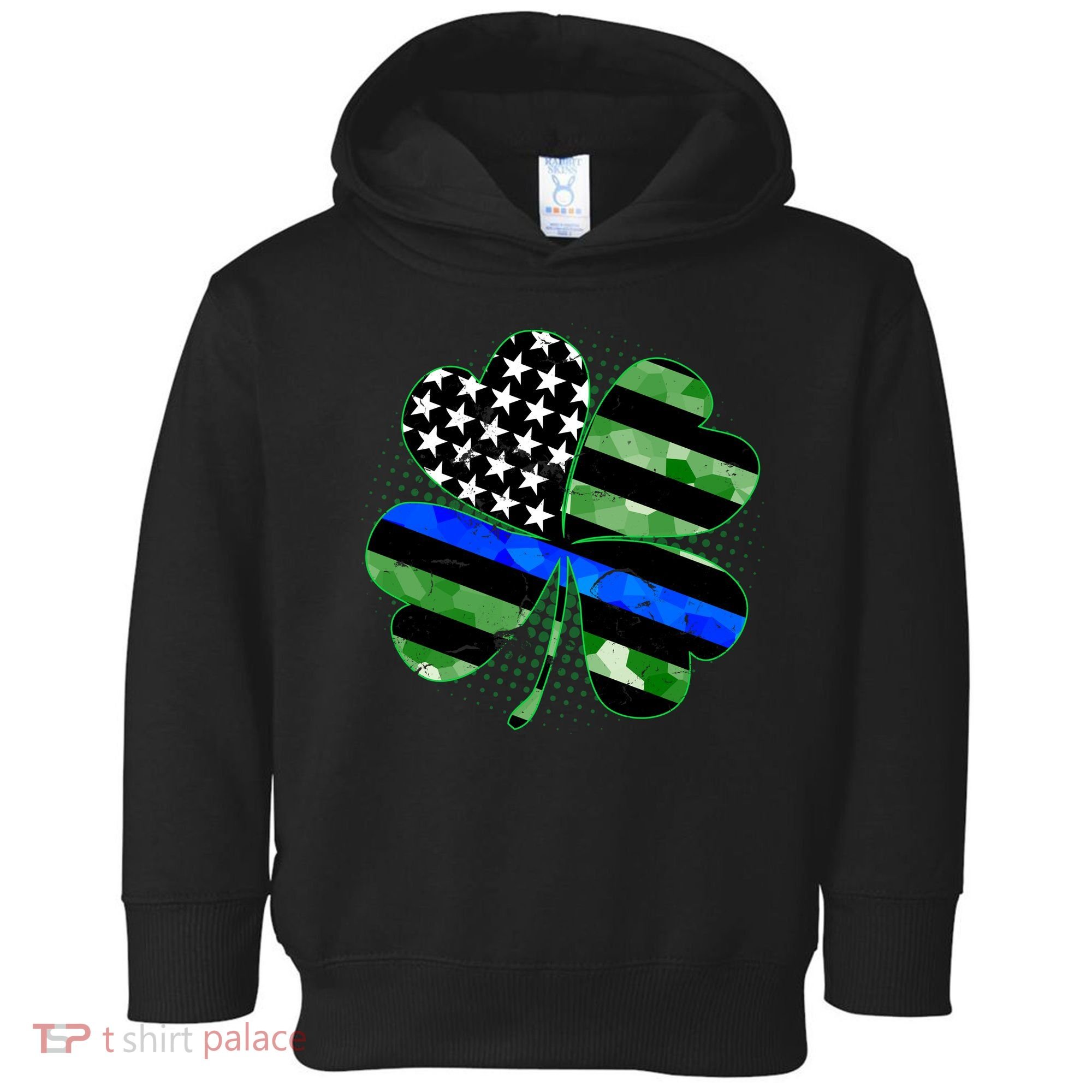 Thin Blue Line St Patrick's Day Irish Clover Toddler Hoodie