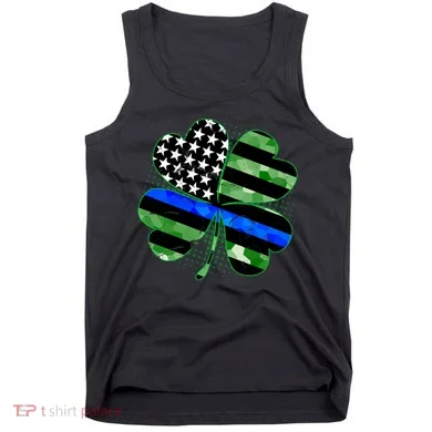 Thin Blue Line St Patrick's Day Irish Clover Tank Top