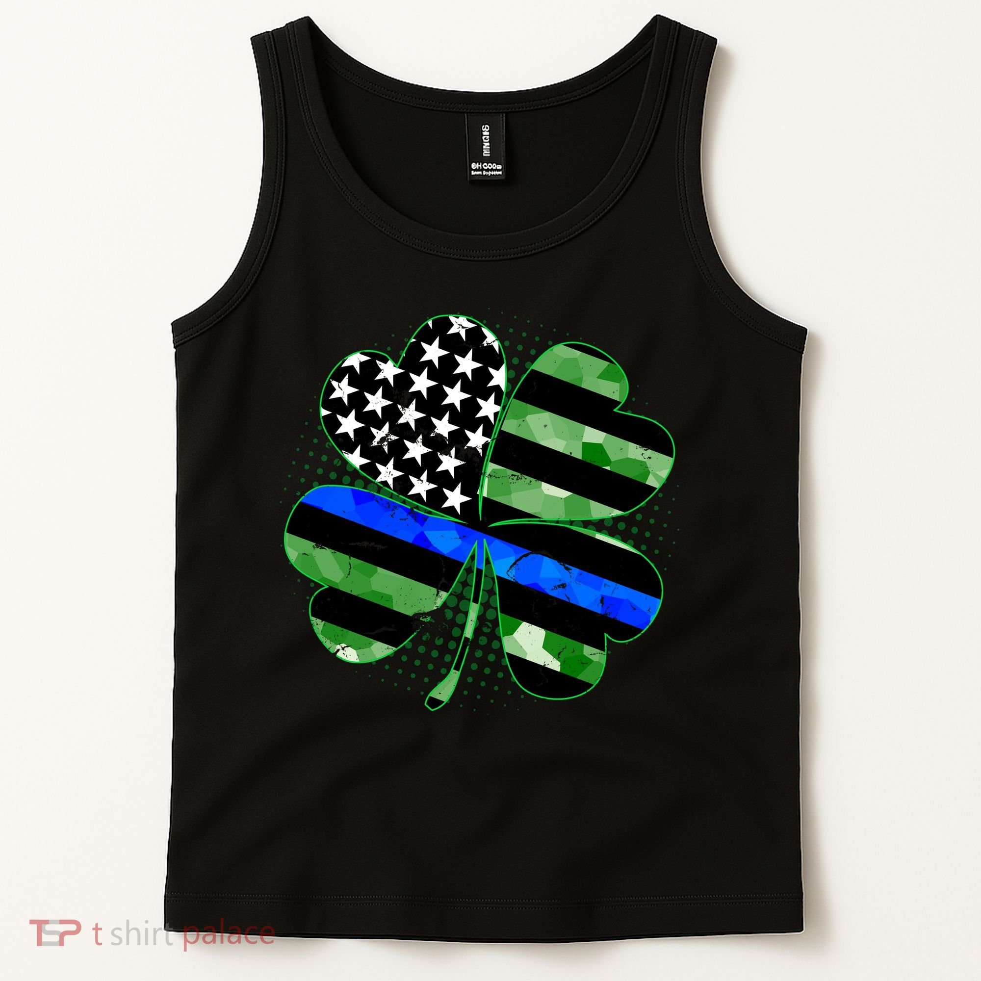 Thin Blue Line St Patrick's Day Irish Clover Tank Top