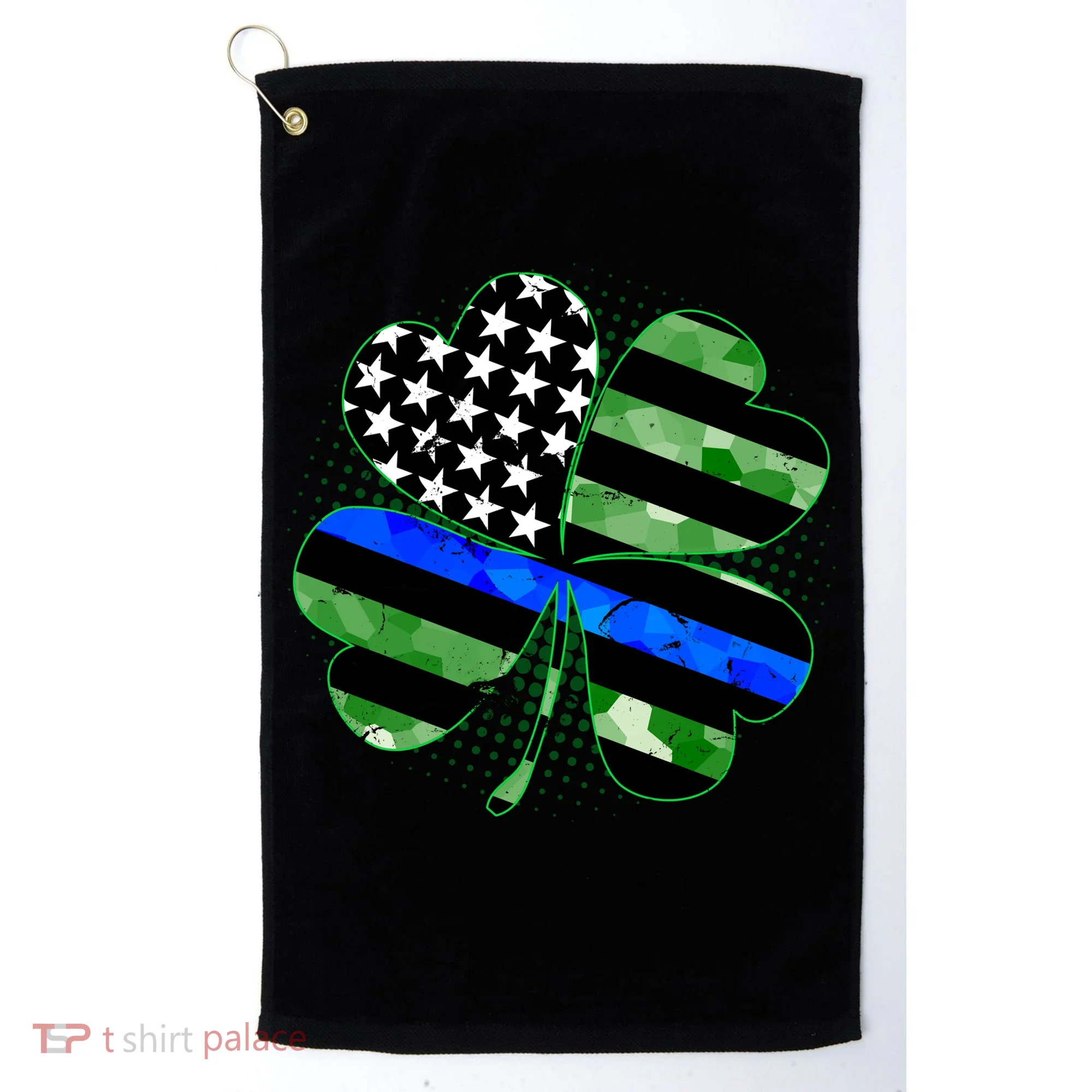 Thin Blue Line St Patrick's Day Irish Clover Golf Towel