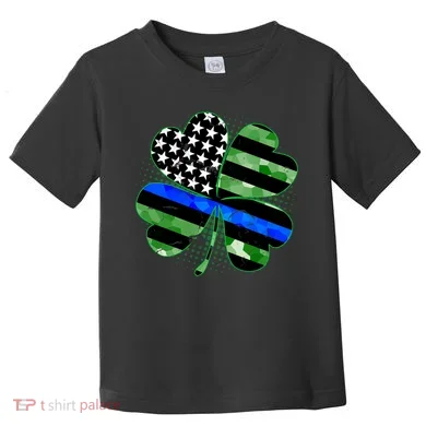 Thin Blue Line St Patrick's Day Irish Clover Toddler T-Shirt